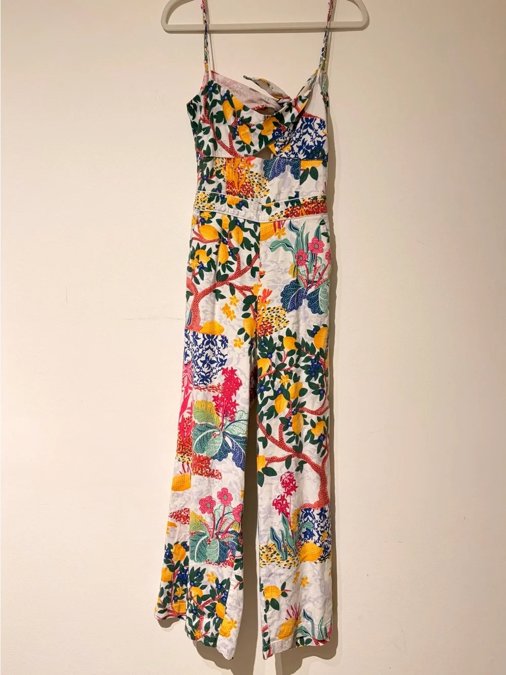 Anthropologie Maeve Cutout Cotton Blend Floral Wide Leg Jumpsuit Size 4